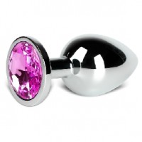 Metal Anal Plug 3 Pc Set w/Purple Jewels